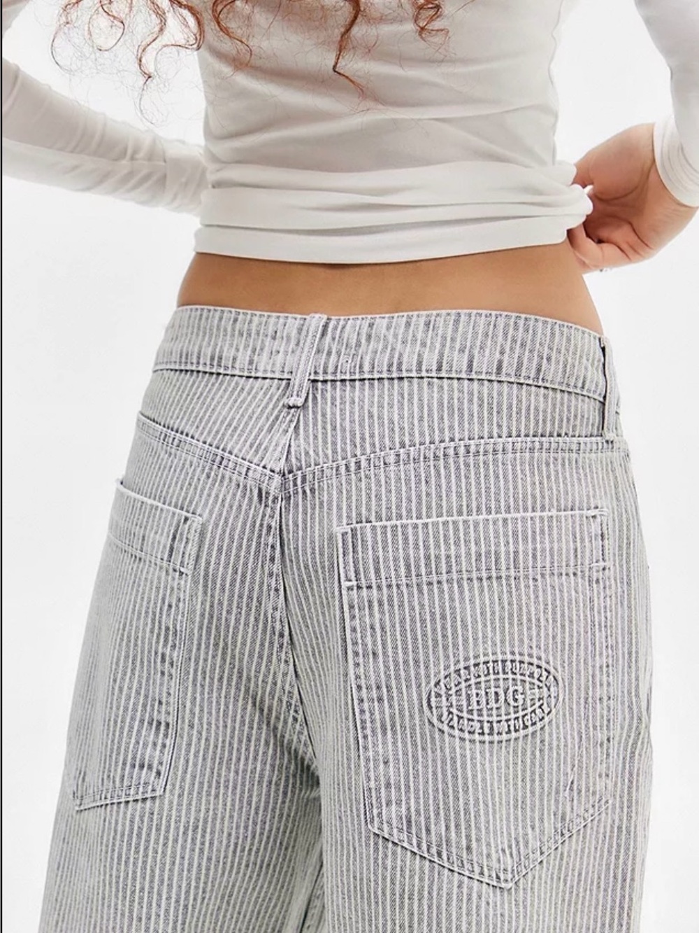 NWOT Urban Outfitters Jaya Ticking Stripe Low Rise Wide Leg Boyfriend Jeans 29 - Picture 2 of 15